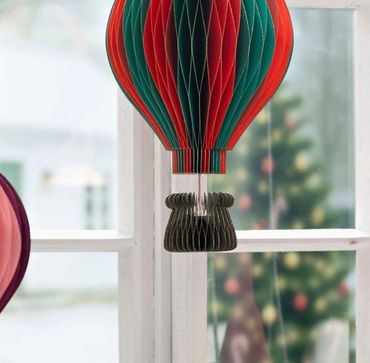Deko Heissluftballon Aufhänger / Honeycomp aus Papier / Pappe für Wohnraum und Fenster, Hängedekoration Wabenoptik