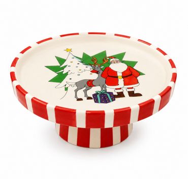 Weihnachtsmann & Co. KG Tortenplatte auf Fuß aus Keramik, Servierplatte für Kuchen, Torten & Gebäck