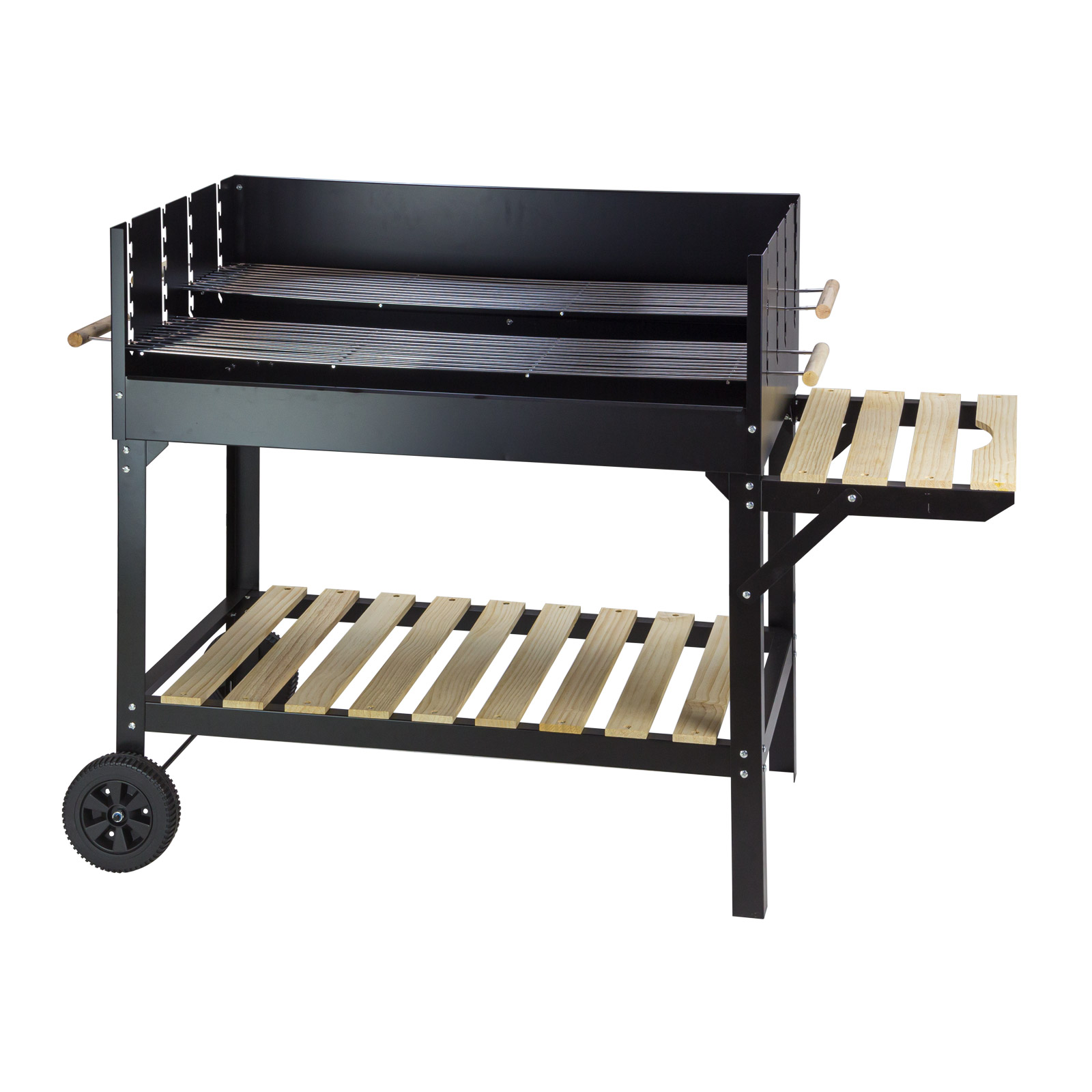 Grillwagen XXL ALMERIA Holzkohlegrill, Gartengrill, Barbecue Grill, fahrbar, schwarz, robust, langlebig, leicht zu reinigen, Garten, Terrasse, Party