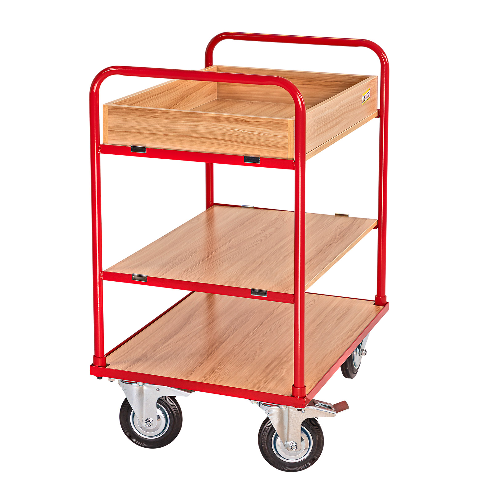 Produktbild von Etagenwagen 400 Kg Traglast – 2 Ebenen, Vollgummiräder, Stahl 95x50x97 Cm, Schwarz, Für Werkstatt & Lager