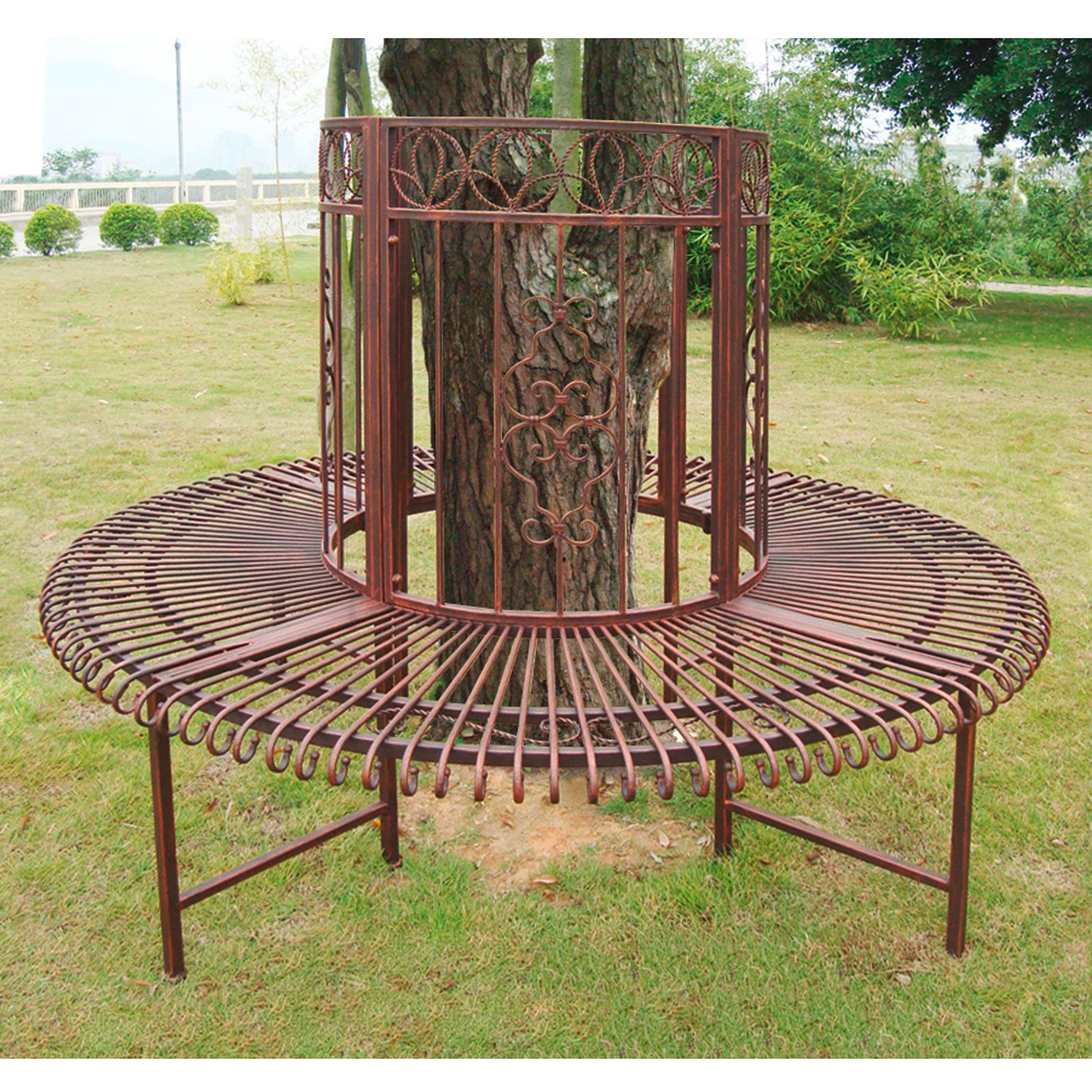 Gartenbank Baumbank SUN Metall Rundbank Parkbank Gartenmöbel Metallgartenbank