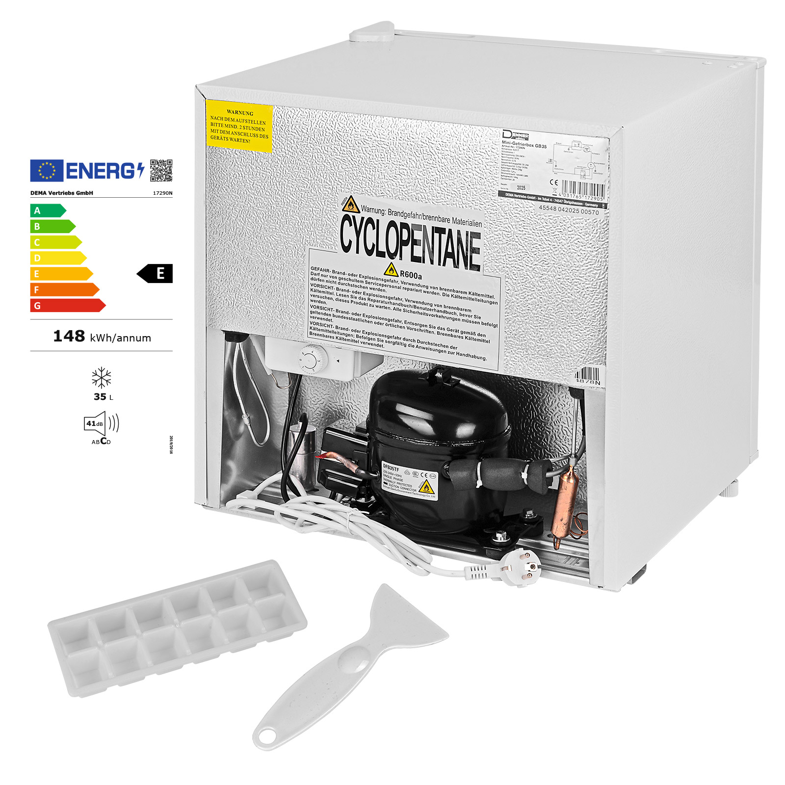 Mini Gefrierbox GB 35 L, Kleine Gefriertruhe, Gefrierschrank, kleiner Tiefkühlschrank, kompakt, robust, energieeffizient, ideal für Hotel, Camping, Büro, Haushalt, Küche, Wohnmobil