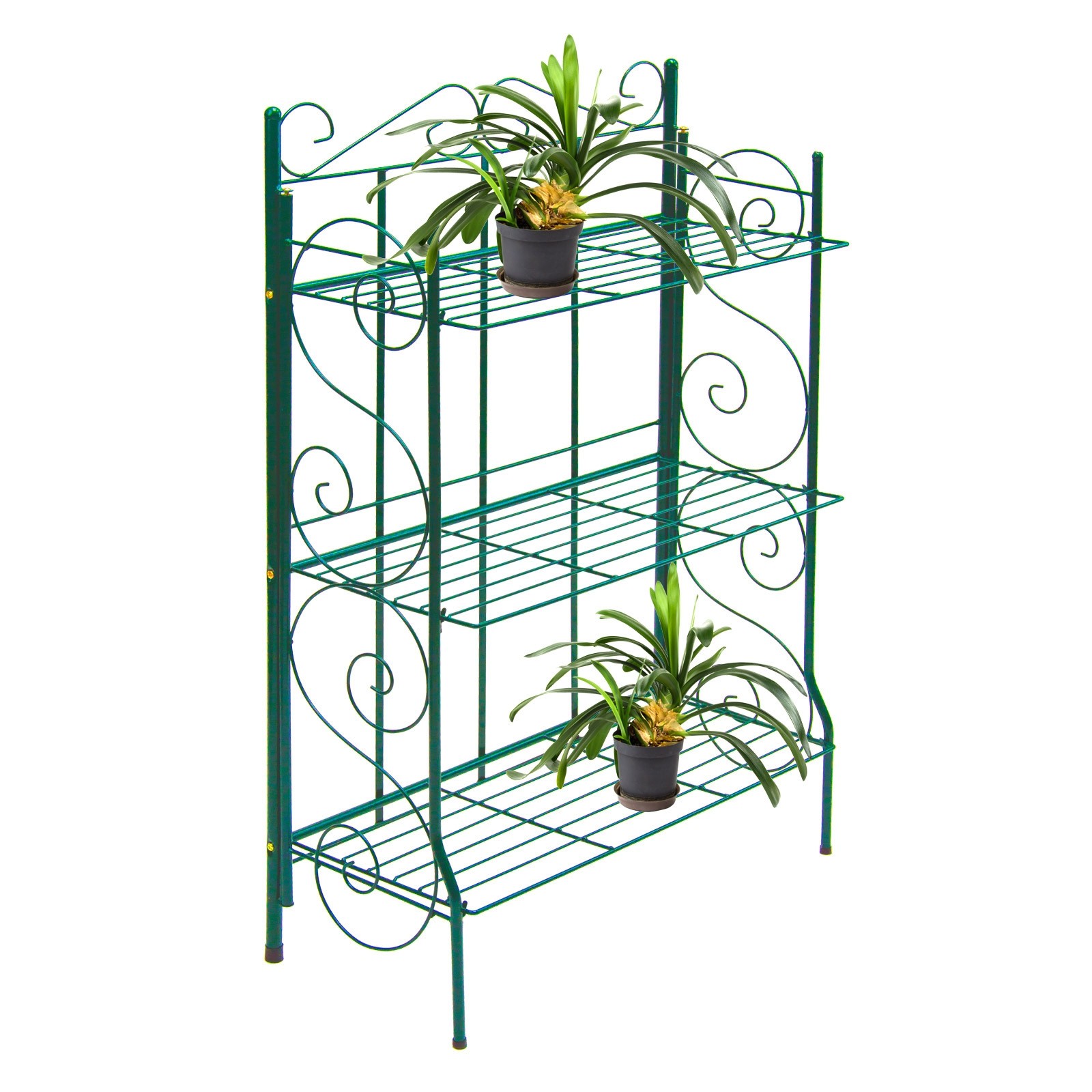 blumen regal Antik Grün 71x31x107 cm Blumenregal, Pflanzenregal, Gartenregal, Blumenständer, Stahl, für Garten, Balkon, Wohnzimmer, Terrasse MIAMIO - 6 x
