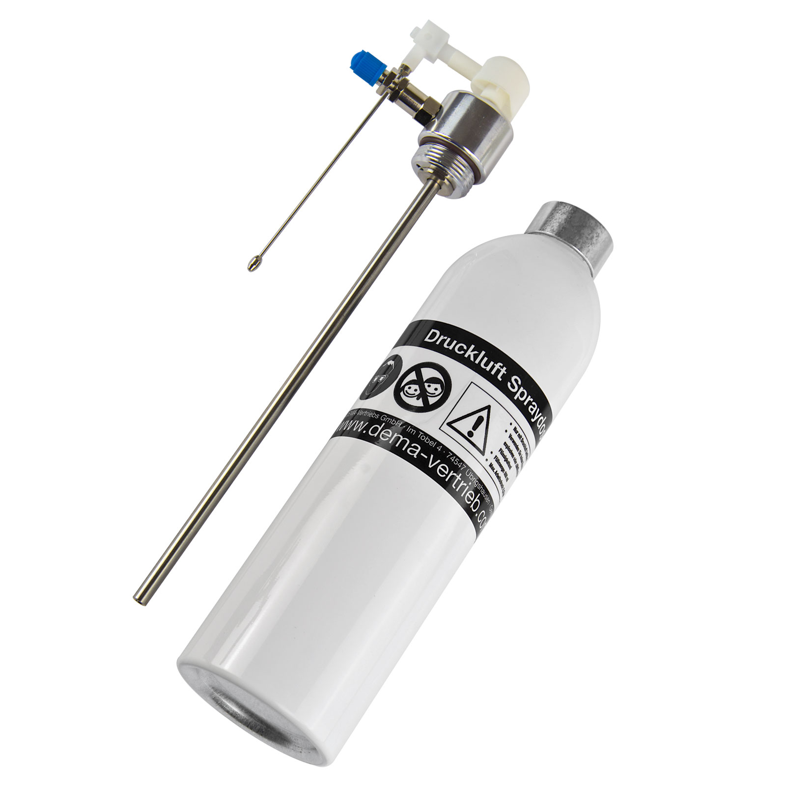 Alu Druckluft Spraydose 600 ml, wiederbefüllbar, Sprühflasche, mit Sprühkopf & Sprühlanze, robust, langlebig, für Druckluft, Werkstatt, Zubehör