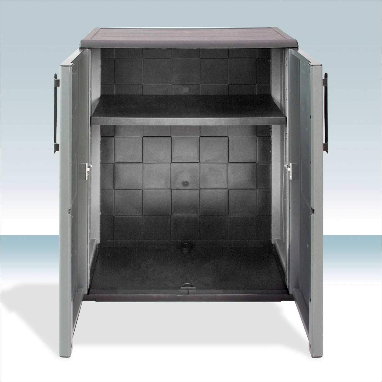 Kunststoffschrank 680x370x840 mm, Gartenschrank, Büroschrank, Haushaltschrank, wetterfest, stabil, pflegeleicht, Outdoor, Keller, Putzmittelaufbewahrung