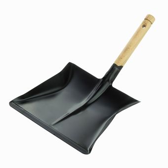 Metall Kehrschaufel Schwarz, Kutterschaufel mit Holzgriff & Stielloch, Besenschaufel, Kehrblech, Robust, Langlebig, Handlich, Reinigung, Werkstatt & Haushalt