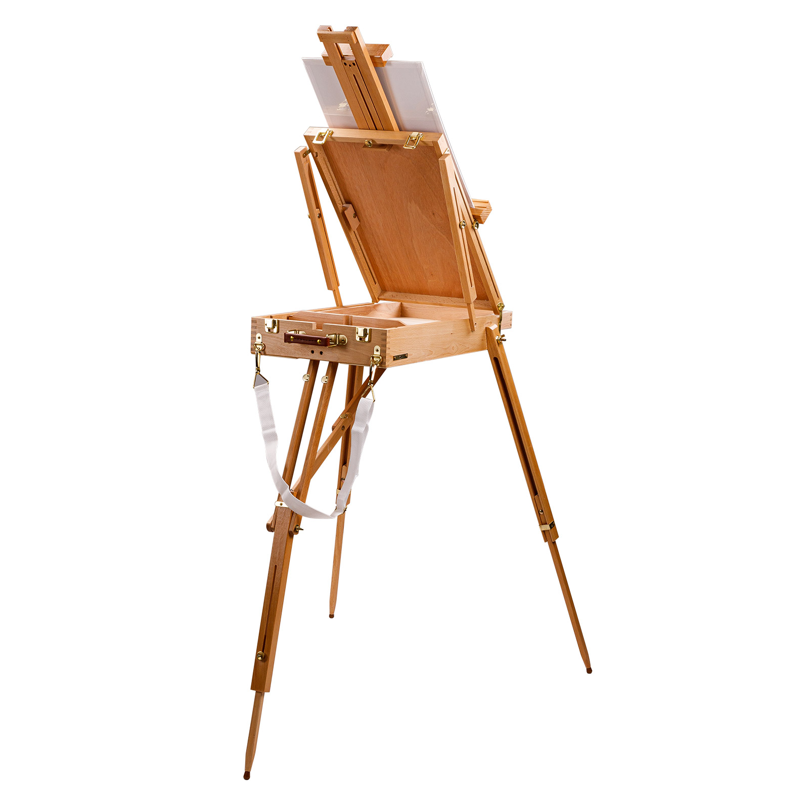 Staffelei aus Holz - Atelierstaffelei, Feldstaffelei, Holzstaffelei - Stabil, Langlebig, Inklusive Zubehör - Für Malerei, Künstler, Atelier, Outdoor