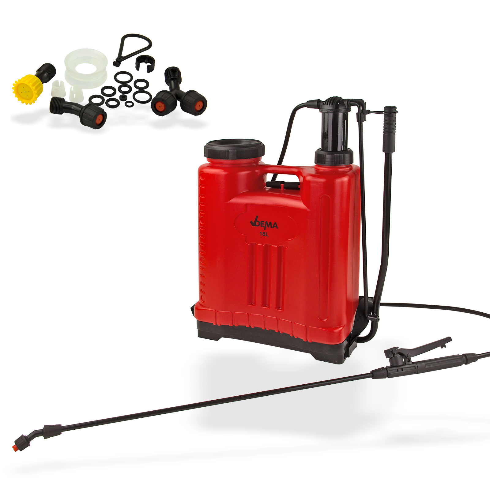 Rückenspritze 18 L – Drucksprüher, Gartenspritze, Unkrautsprüher – mit Handpumpe, Kolbenpumpe, Handkurbel – für Garten, Pflanzenschutz, Unkrautbekämpfung