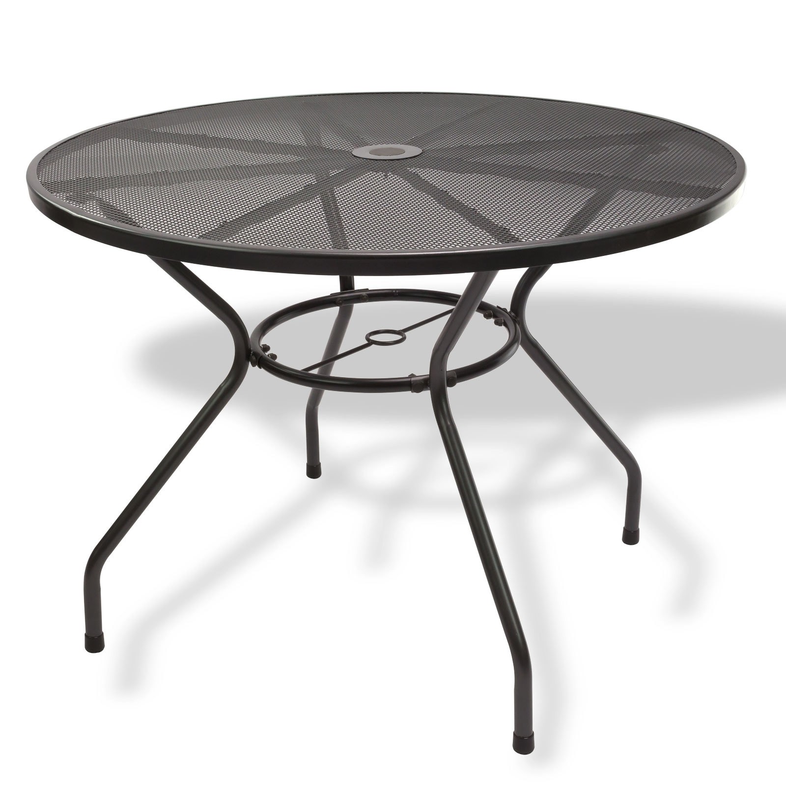Gartentisch Balkontisch Streckmetall Tisch rund Los Angeles 100x71cm, Esstisch, Pflegeleicht, abwaschbar mit Sonnenschirm-Durchführung