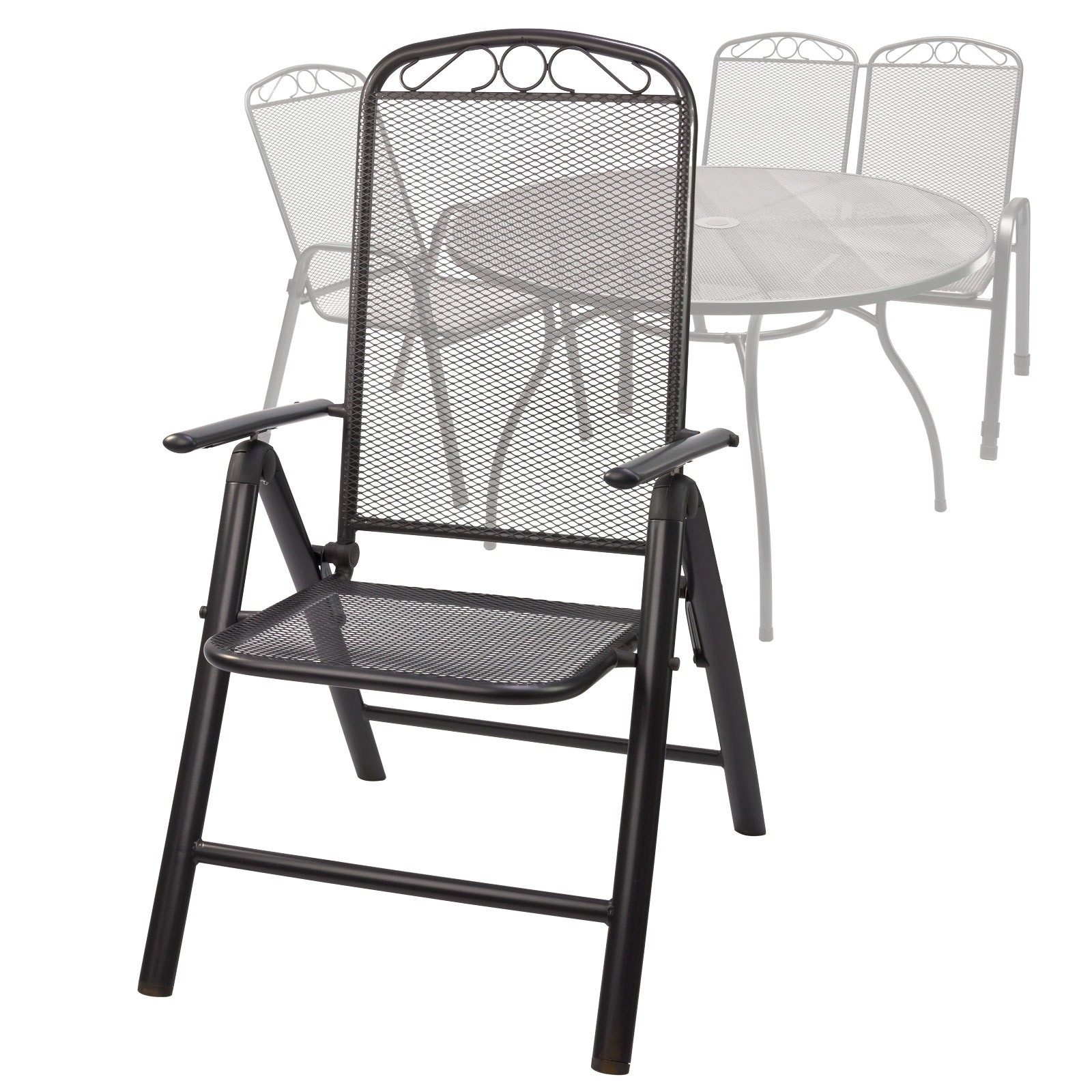 Gartenmöbel Metall, 1x Tisch rund 100x72 cm + 2x Stuhl, Gartentisch, Gartenstuhl, Sitzgruppe, robust, langlebig, für Garten, Terrasse, Balkon, Outdoor [Artikelpaket]