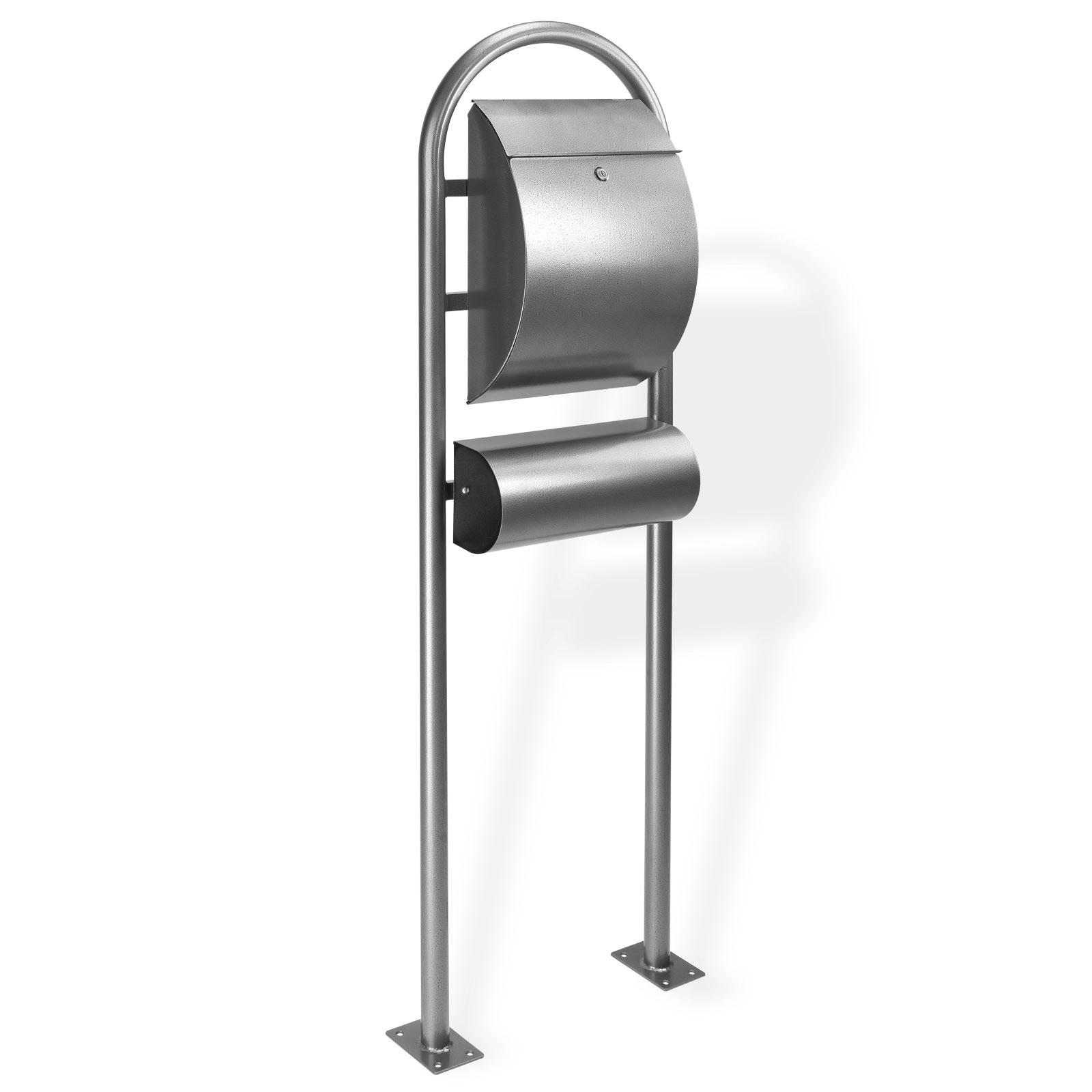 Standbriefkasten BK1500Z Briefkasten, Postkasten, Stahlbriefkasten mit Zeitungsrolle, anthrazit, robust, wetterfest, Haus, Garten, Einfahrt, Terrasse