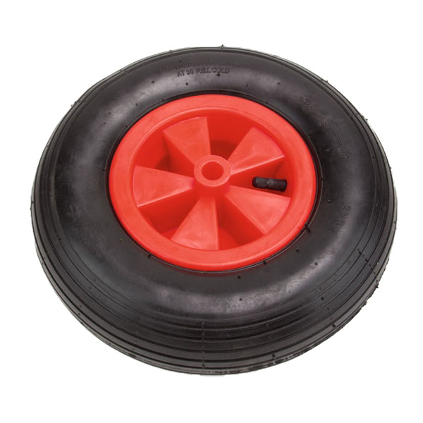Schubkarrenrad 3,25-8 – Metallfelge Mit Luftreifen, Kugelgelagert, 365 Mm Durchmesser, 80 Mm Breit, Achse 12 Mm, Für Garten, Baustelle & Werkstatt