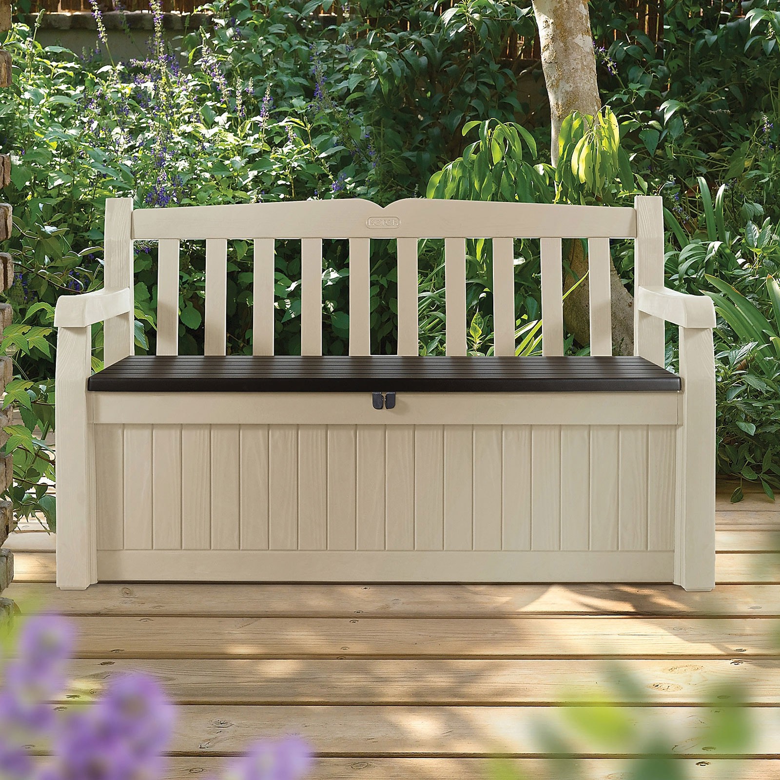 Keter Aufbewahrungsbox Eden 265L Sitzbank beige Auflagenbox Kissenbox Gartenbox