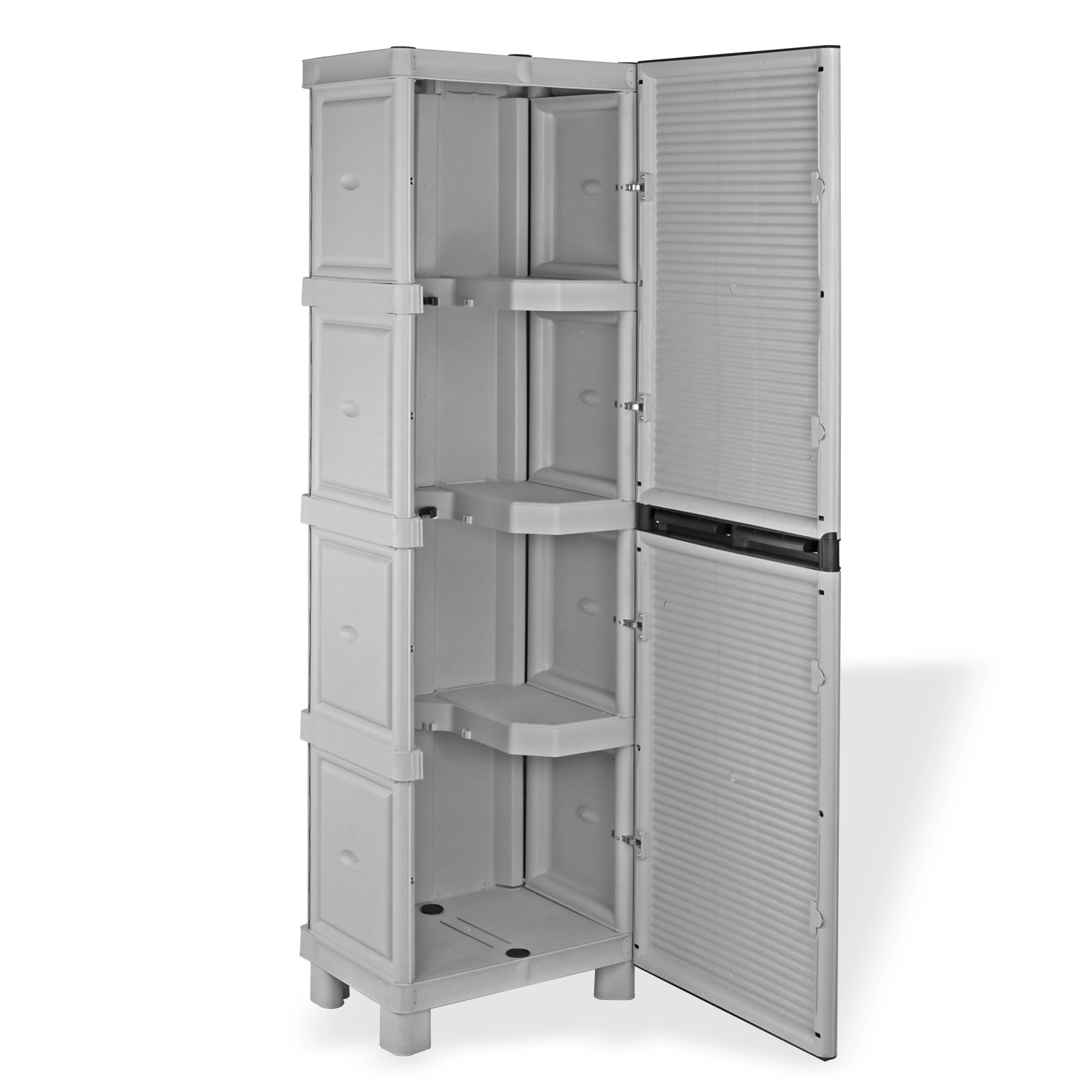 Putzmittelschrank 50x39x172 cm – Kunststoffschrank, Gartenschrank, Putzschrank – aus PVC, robust, wetterfest – für Besen, Reinigungsmittel, Haushaltsgeräte