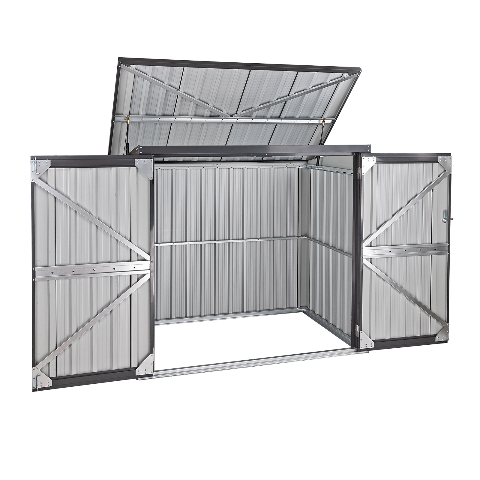 Metall Mülltonnenbox 2x240 L – Gartenbox, Müllbox, Aufbewahrungsbox – robust, wetterfest, abschließbar – für Mülltonnen, Garten, Terrasse, Recycling, Abfallaufbewahrung
