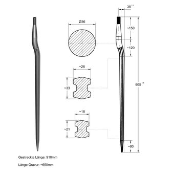 Frontladerzinken 1100 mm lackiert Zinken für Dunggabel Ballenzinken