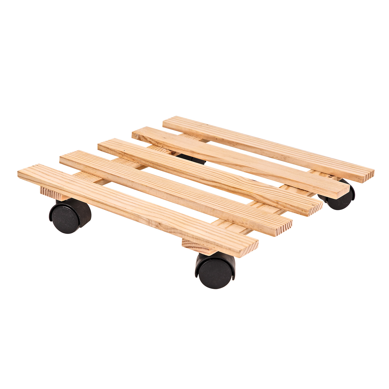 Blumenroller 35x35 cm, Pflanzenroller, Blumenkübel, Pflanzenkübel, Vase, Holz Rollbrett, Transportroller, Kiefer, quadratisch, robust, Garten, Terrasse