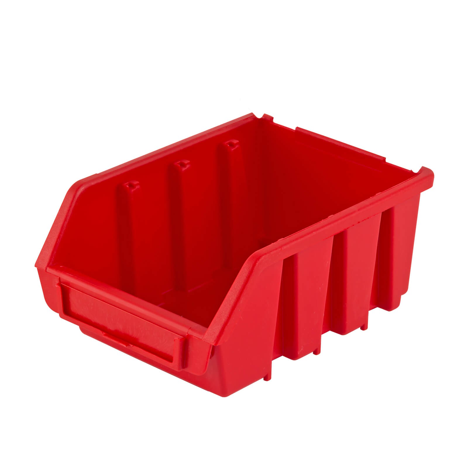 ADB Stapelbox Ergobox, Sichtlagerbox Gr. 2 – Werkstatt Lagersystem mit Deckel, 116x161x75 mm, rot, ideal für ordentliche Aufbewahrung und schnellen Zugriff auf Kleinteile in Werkstatt und Lager