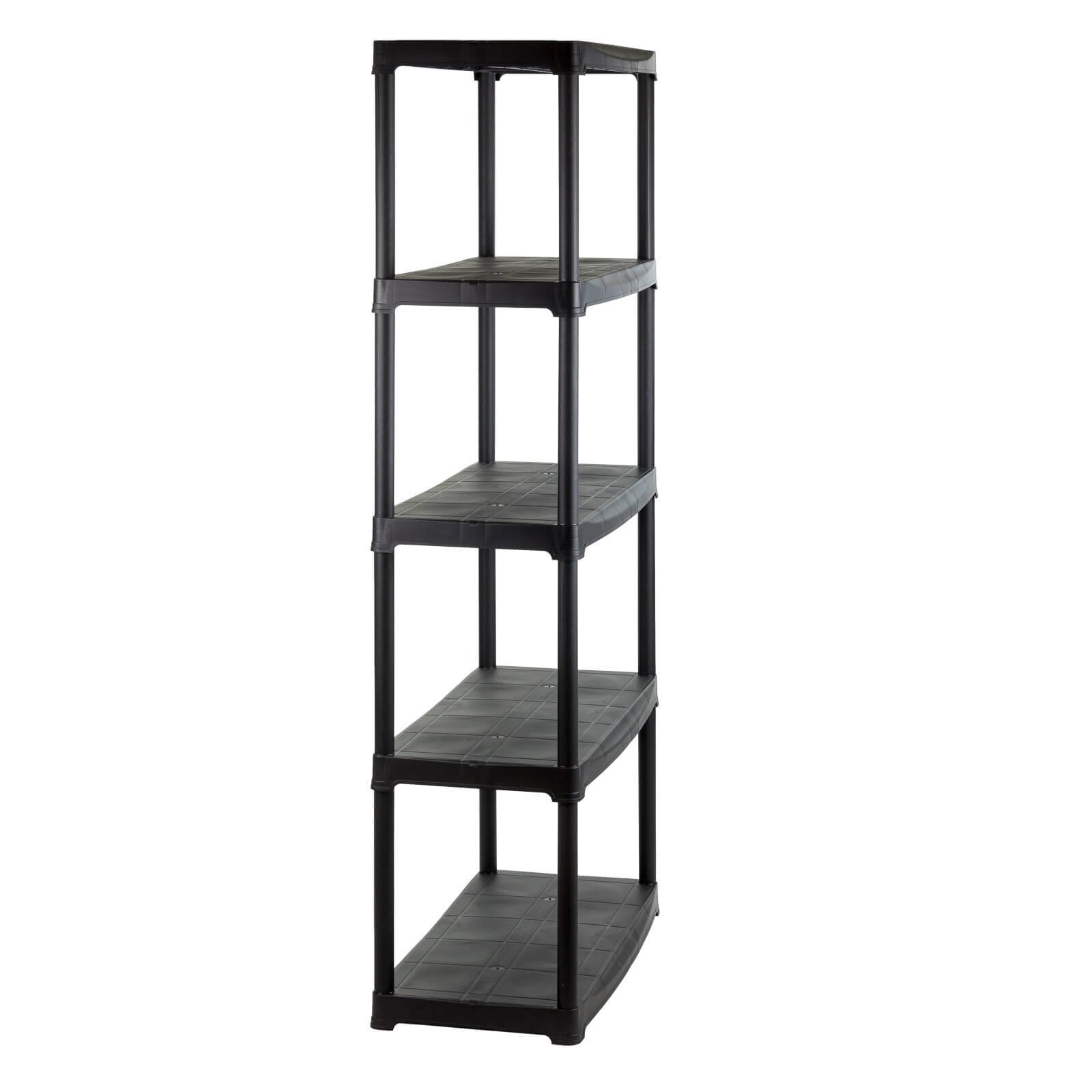 Kunststoffregal T80/5 schwarz, Kellerregal, Haushaltsregal, Werkstattregal mit 5 Böden, 225 kg Traglast, werkzeuglos, Keller, Garage, Werkstatt, Camping