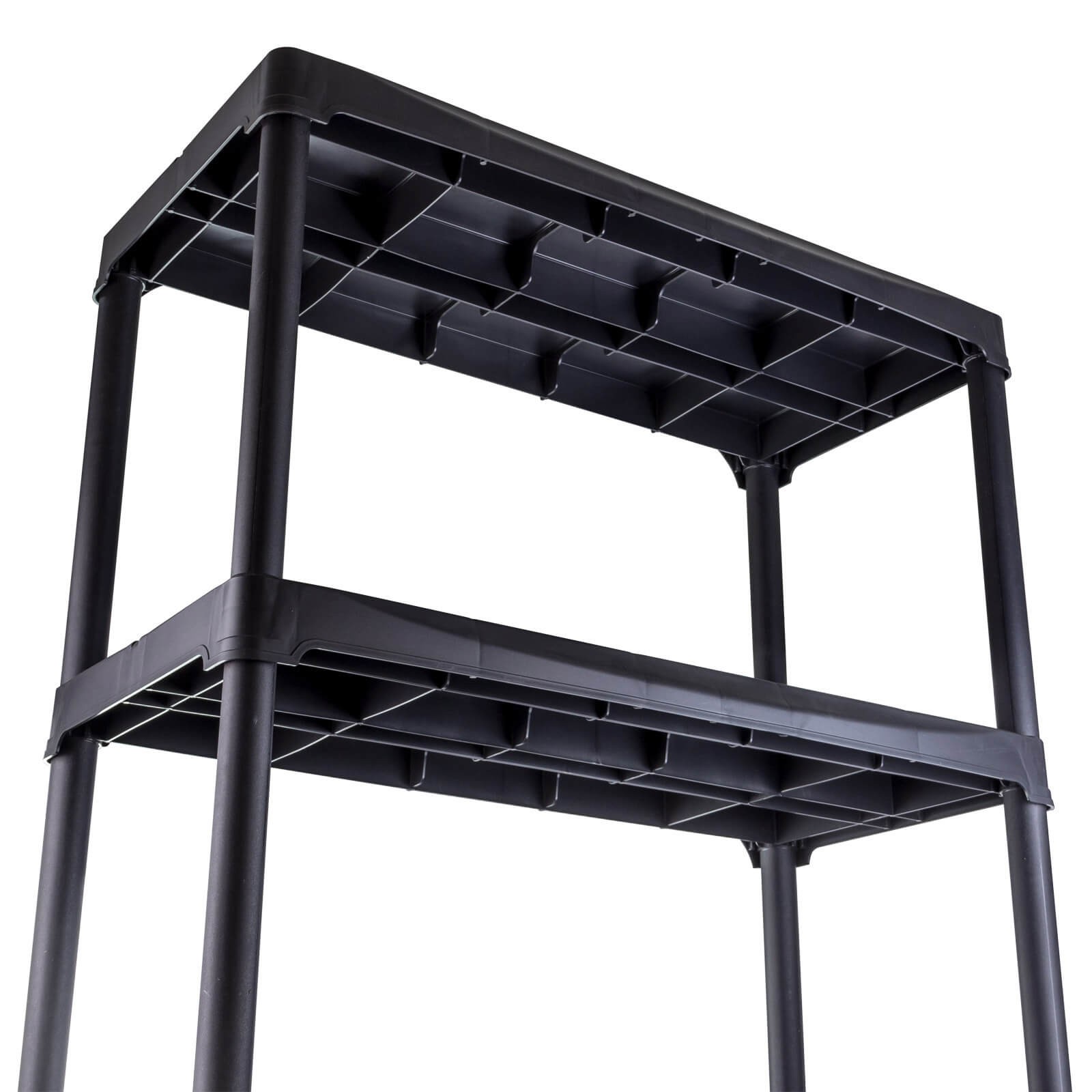 Kunststoffregal T80/5 schwarz, Kellerregal, Haushaltsregal, Werkstattregal mit 5 Böden, 225 kg Traglast, werkzeuglos, Keller, Garage, Werkstatt, Camping