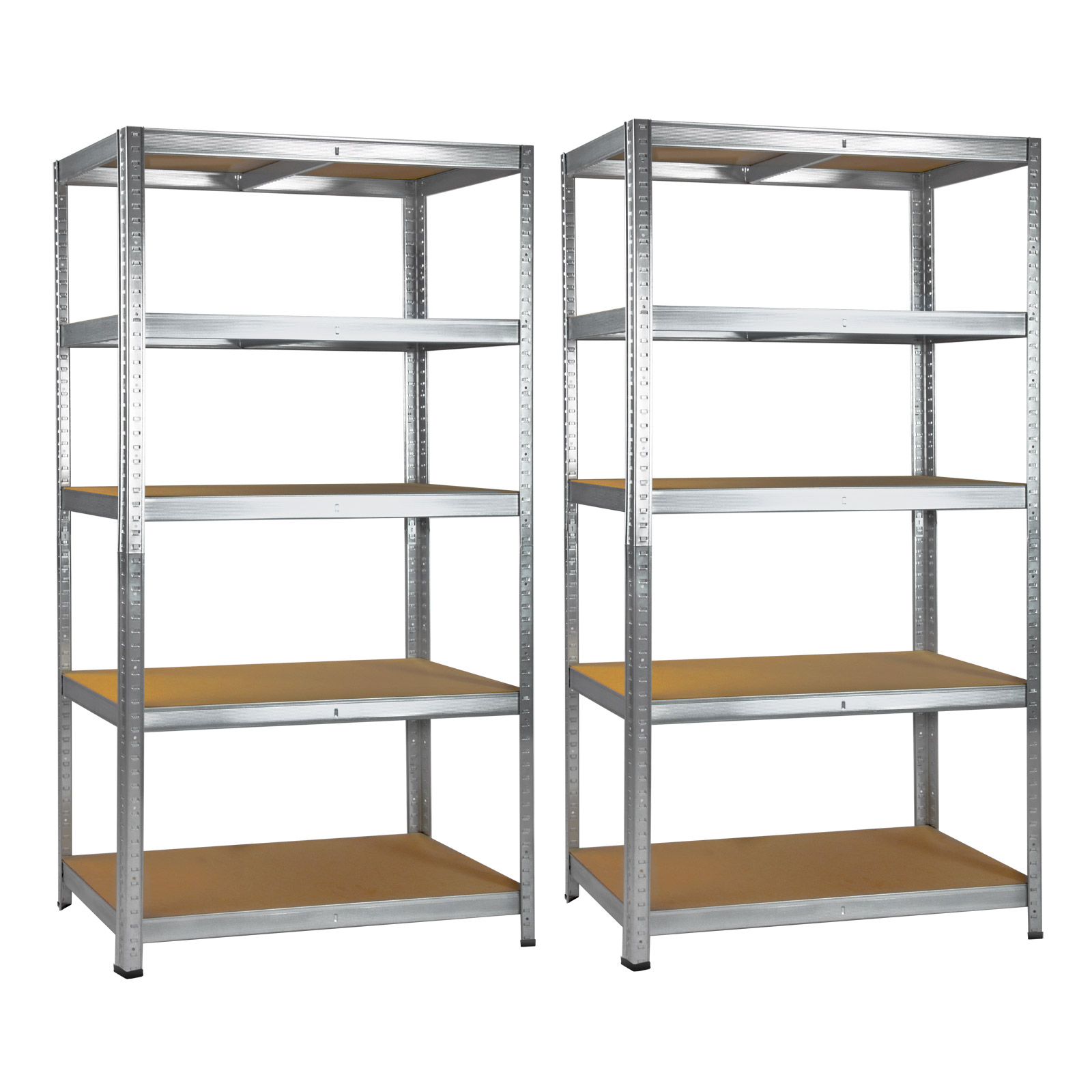 2x Schwerlastregal Metallregal verzinkt, Lagerregal, je 5 MDF-Fachböden, 175 kg Tragkraft pro Boden, für Werkstatt, Garage, Lager, Industrie, Heimwerker