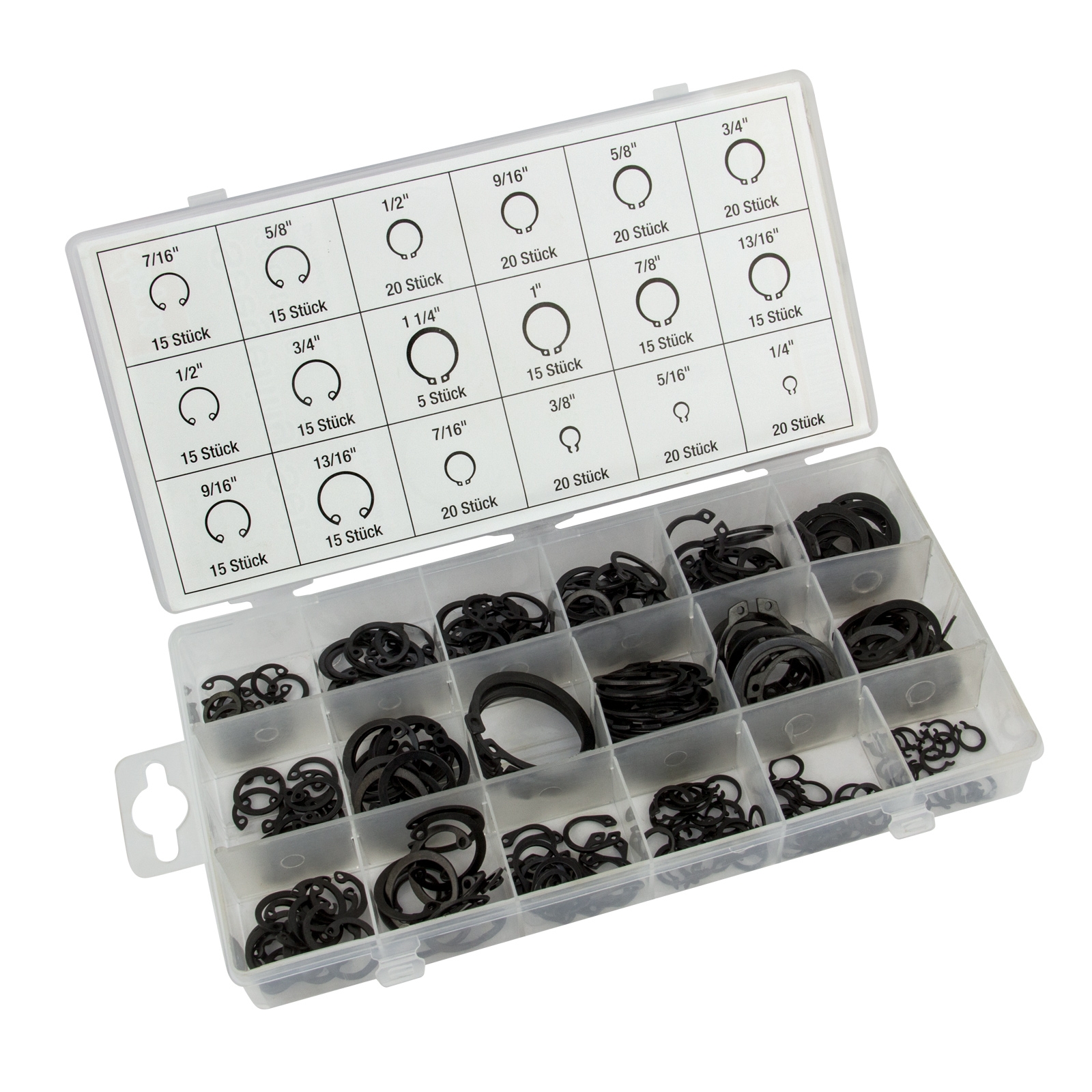 Produktbild von QUARKZMAN 280-teiliges Sprengring-Set – Innen-Sicherungsringe Aus 65Mn, 10 Größen M8–M26