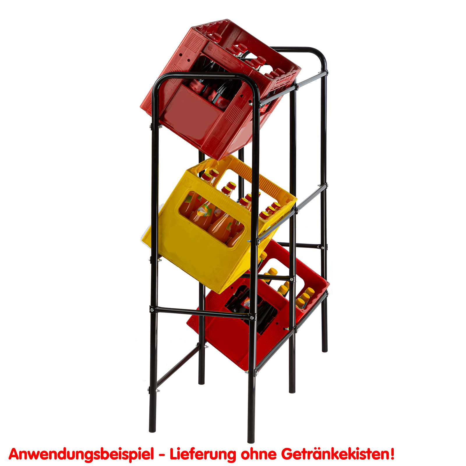 Bierkastenständer Stahl für 6 Kisten, Getränkekistenständer, Flaschenkastenständer, Kastenständer, stabil, platzsparend, Küche, Keller