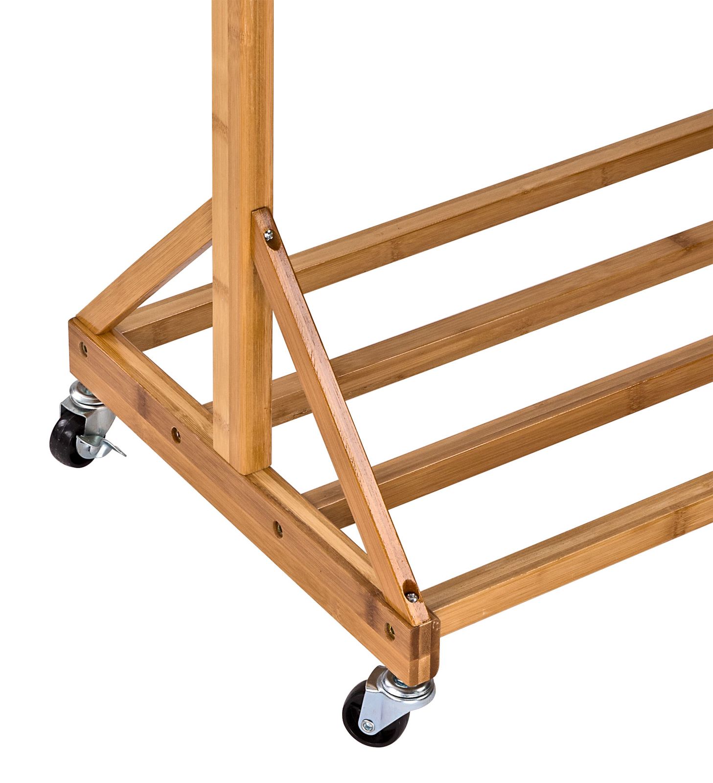 Rollbarer Holz-Garderobenständer Nizza 100 cm Rollgarderobe, Kleiderständer, Schuhregal Stabil, Mobil, Praktisch, Büro, Flur, Zuhause
