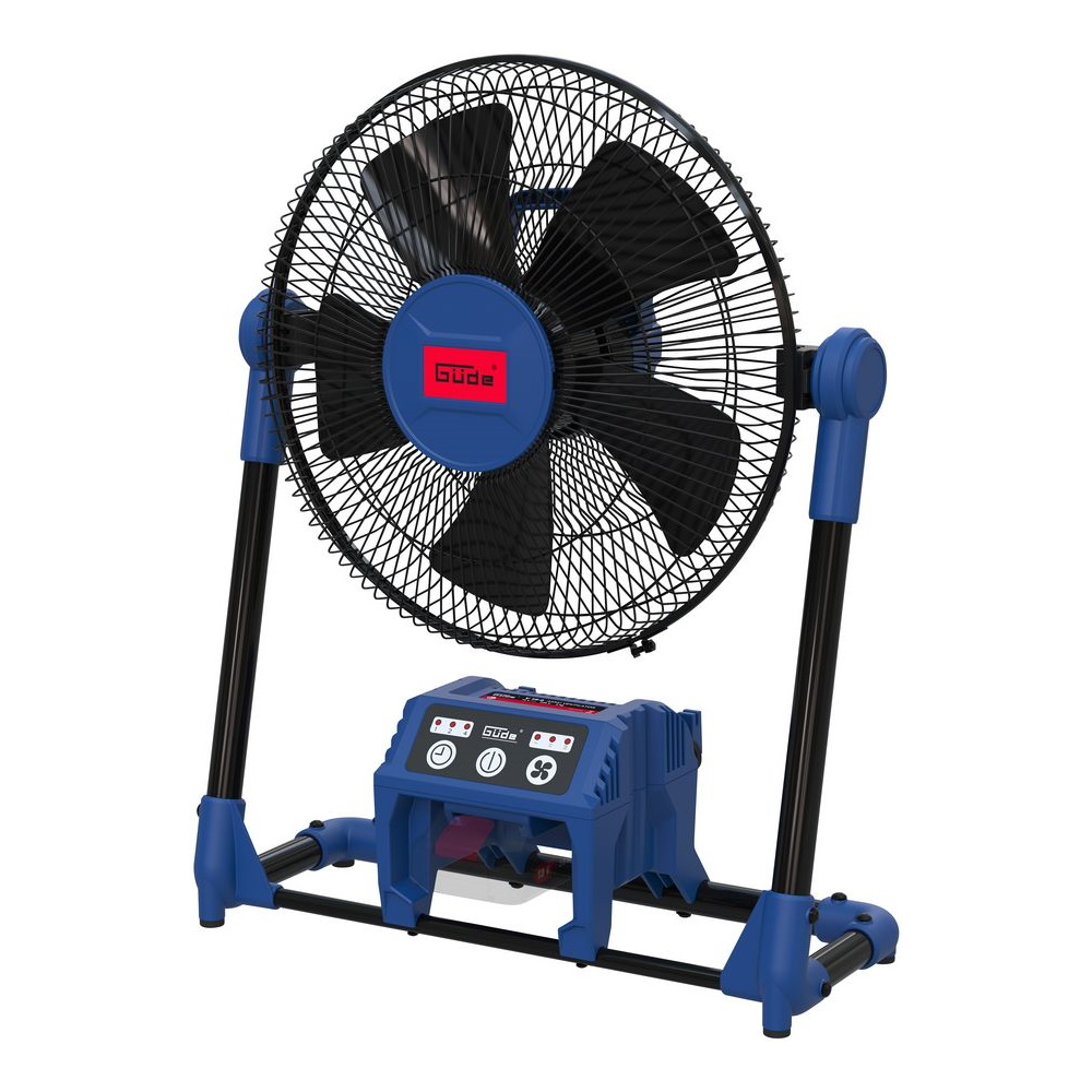Güde Akku Ventilator V 18-0 – Lüfter, Tischventilator, Standventilator – kabellos, leistungsstark, mobil – für Büro, Werkstatt, Garten, Zuhause, Sommer, Belüftung