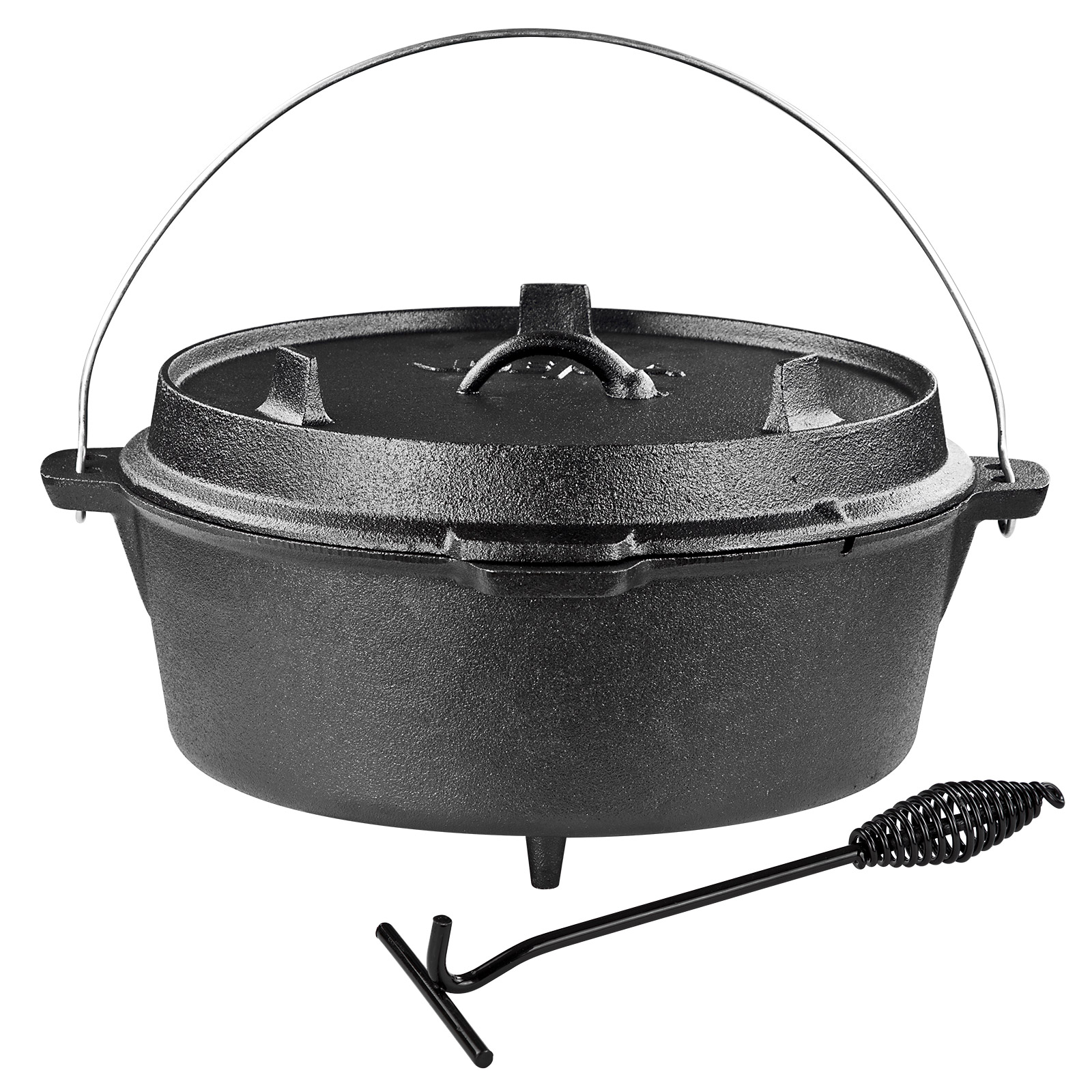 Feuertopf Marrakesch 12 L - Dutch Oven, Schmortopf, Gusseisentopf, Bräter, BBQ Grilltopf, Gusstopf, Feuerkessel - robust, hitzebeständig, langlebig - Grillen, Schmoren, Outdoor, Camping