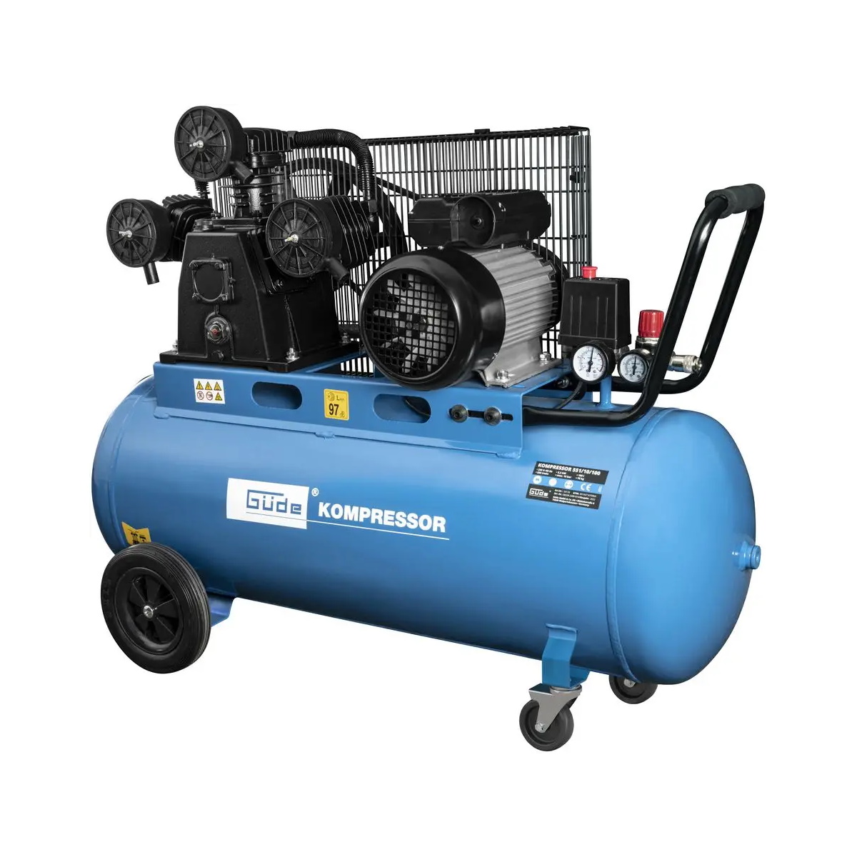 Güde 160/08/2 ST Wandkompressor mit Druckluft-Set - 230 Volt, 2 Liter Kessel, 1100 Watt, max. Druck 8 bar, eff. Liefermenge bei 0 bar 90 l/min, inkl. Reifenfüller, Ausblaspistole, 5 m Spiralschlauch Güde 160/08/2 ST Wandkompressor mit Druckluft-Set - 230 Volt, 2 Liter Kessel, 1100 Watt, max. Druck 8 bar, eff. Liefermenge bei 0 bar 90 l/min, inkl. Reifenfüller, Ausblaspistole, 5 m Spiralschlauch