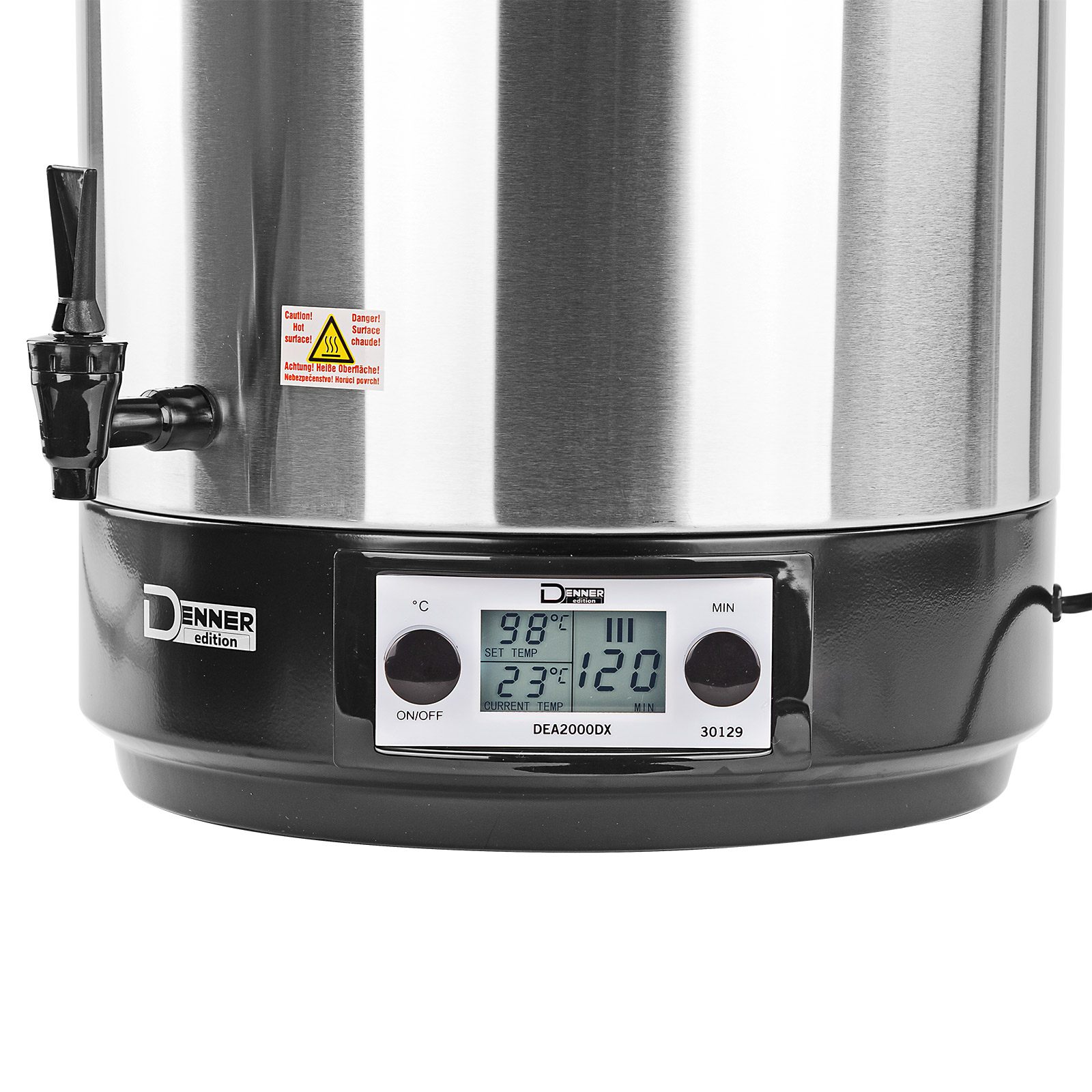Edelstahl Einkochtopf DEA2000DX, Einkochautomat, Einkocher, 2000 W, 27 L, 38–100 °C, robust & langlebig, ideal für Obst, Gemüse, Marmelade & Saftbereitung