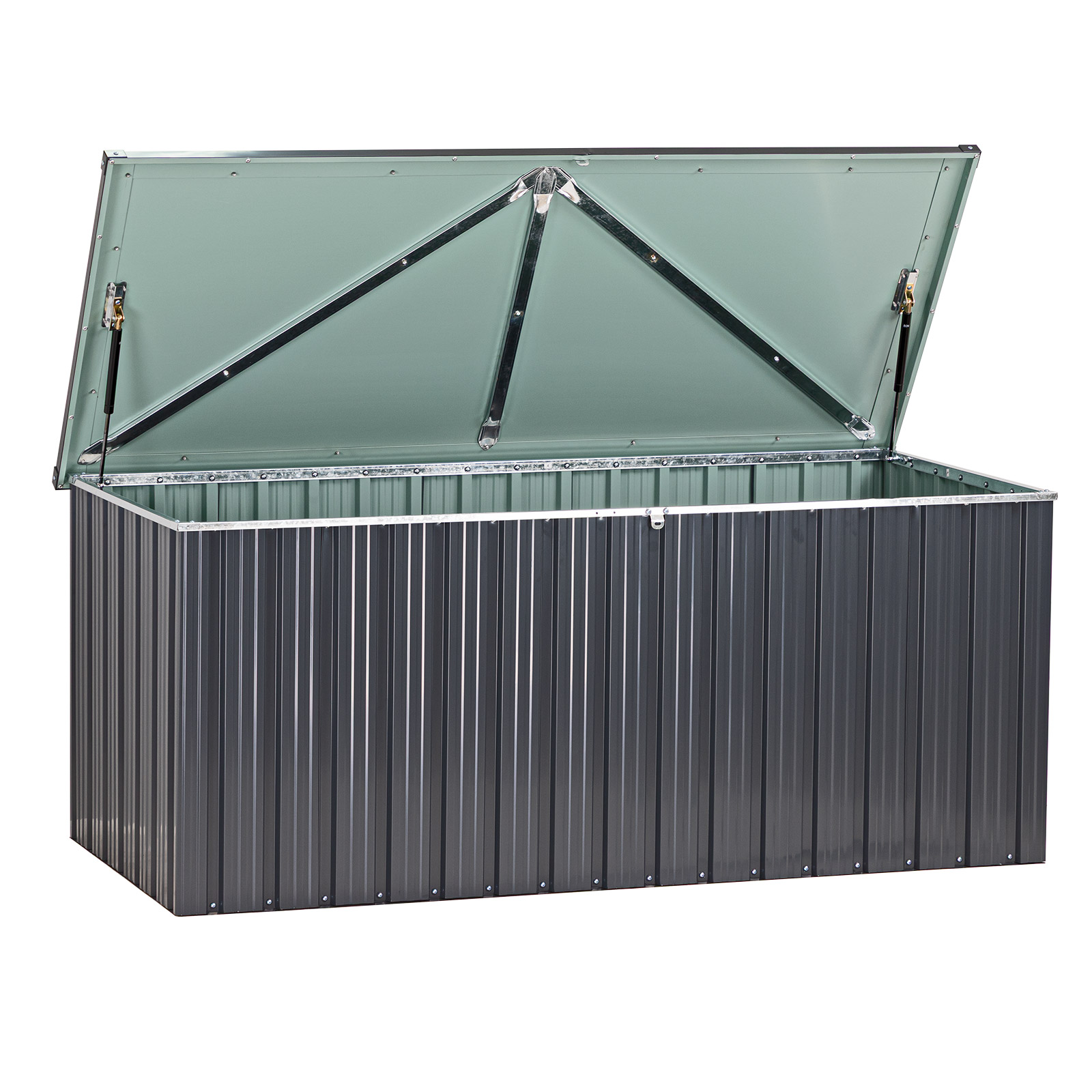 Gartenbox mit Gasdruckfeder XXL 770 L Auflagenbox, Kissenbox, Metallbox, Aufbewahrungsbox, Truhe, wasserdicht, robust & belüftet, ideal für Garten, Terrasse & Balkon