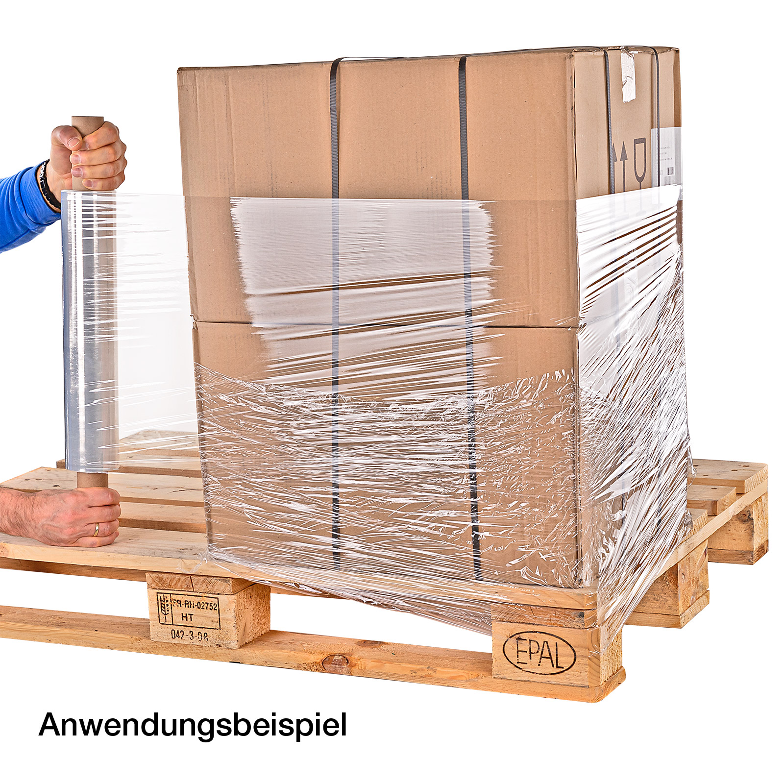 Stretchfolie 40 cm x 200 m – Multistretch, Wickelfolie, Palettenfolie – 17 µm, stark, dehnbar, reißfest – Verpacken, Paletten, Lager, Transport, Logistik