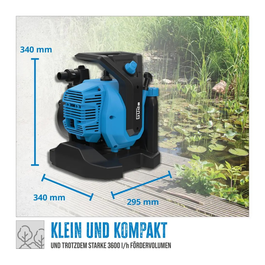 Schmutzwasserpumpe 2-Takt 1,7PS Benzin Wasserpumpe 2-Takt Gartenpumpe Schmutzwasserpumpe - 30m Förderhöhe 8m Saughöhe
