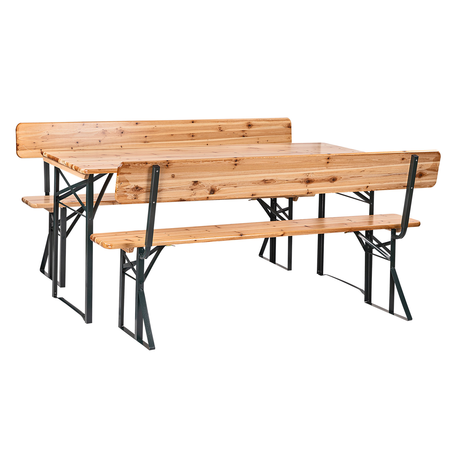 Bierzeltgarnitur Wasen 167x70 cm mit Rückenlehne, Tisch & Bänke, Sitzgarnitur, Festzeltgarnitur, Robust, Langlebig, Stabil, für Garten, Biergarten, Party, Fest, Outdoor