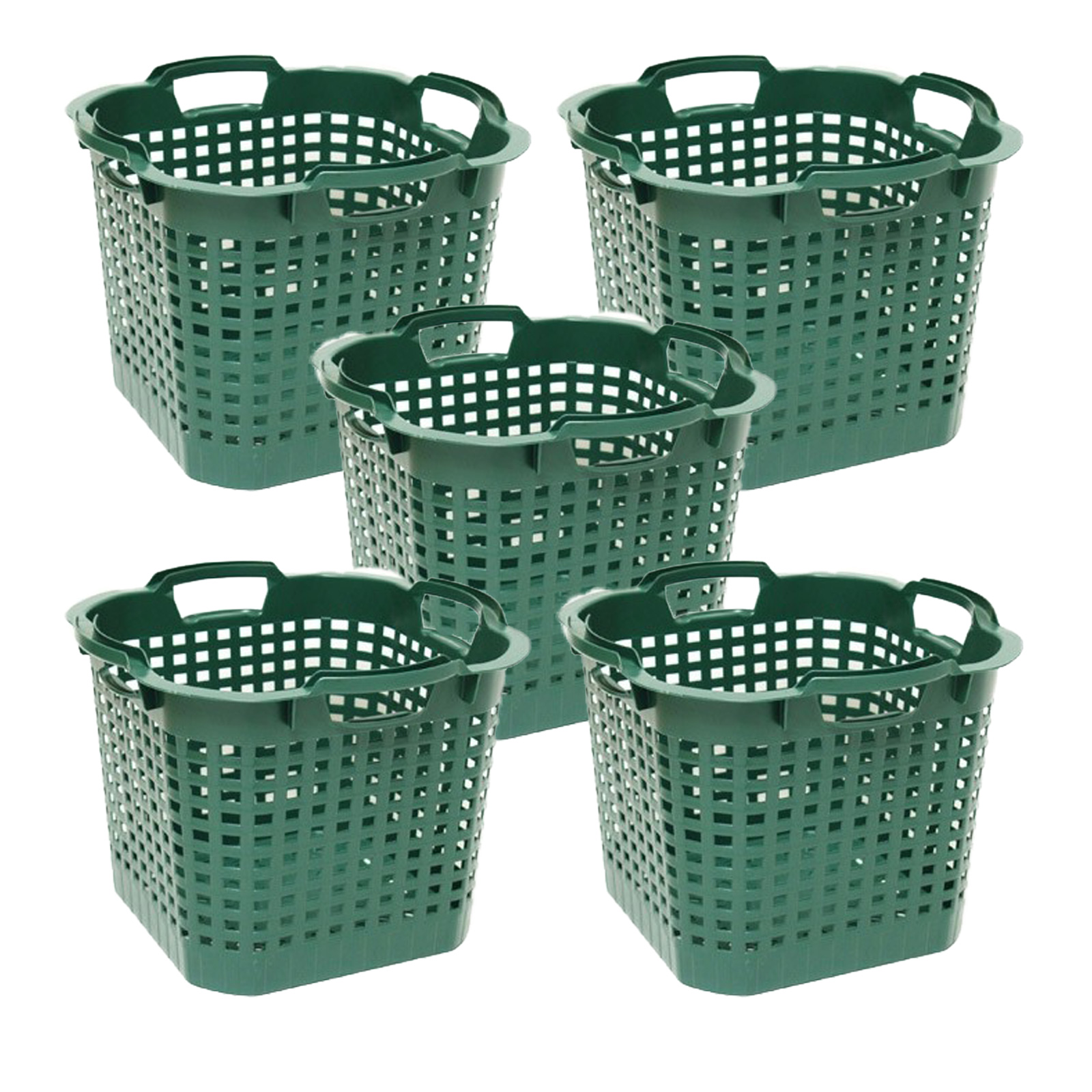 5x Universalkorb Kunststoffkorb Wäschekorb Kunststoff 50 ltr. grün Strandkorb Korb [Artikelpaket]