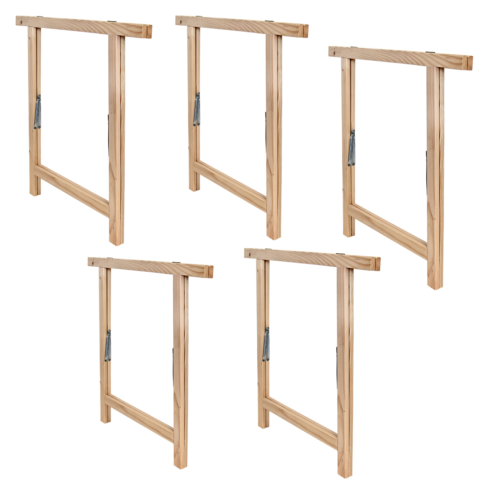 5x Holzklappbock, Unterstellbock, Gerüstbock, Stützbock, Arbeitsbock, Fichte, bis 80 kg, robust, stabil, Weihnachtsstern, Werkstatt, Handwerk, Garten [Artikelpaket]