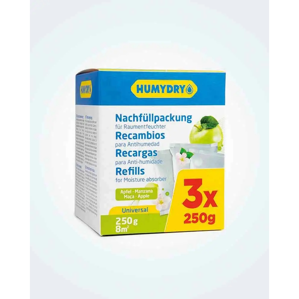 Humydry Nachfüllpackungen 3x250g für Luftentfeuchter / Raumentfeuchter