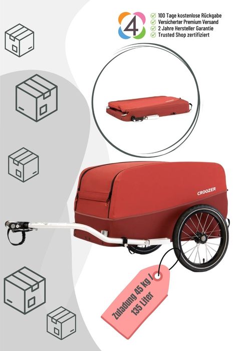 CROOZER Cargo Pakko inkl. Kupplung - Farbe: Lava Red