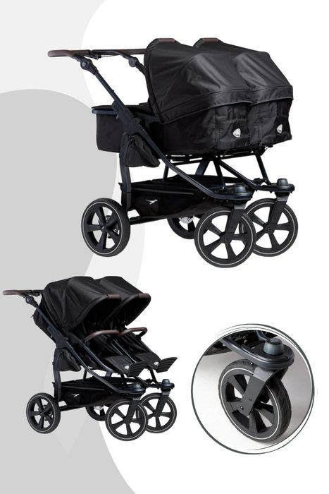 TFK Duo 2 Kombikinderwagen mit Luftkammer Radset (Gestell + 2 Kombieinheiten)  / Zwillingswagen / Geschwisterwagen