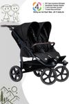 TFK Duo 2 Sportkinderwagen mit Luftkammer Radset (Gestell + 2 Sportsitze) / Zwillingswagen / Geschwisterwagen