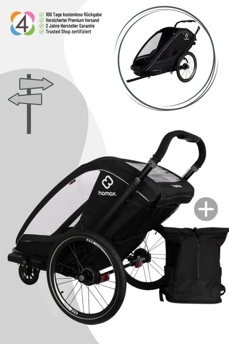 Hamax Breeze Kinderfahrradanhänger für 2 Kinder (Achtung Sperrgutkosten von 12,95 EUR fallen an!)