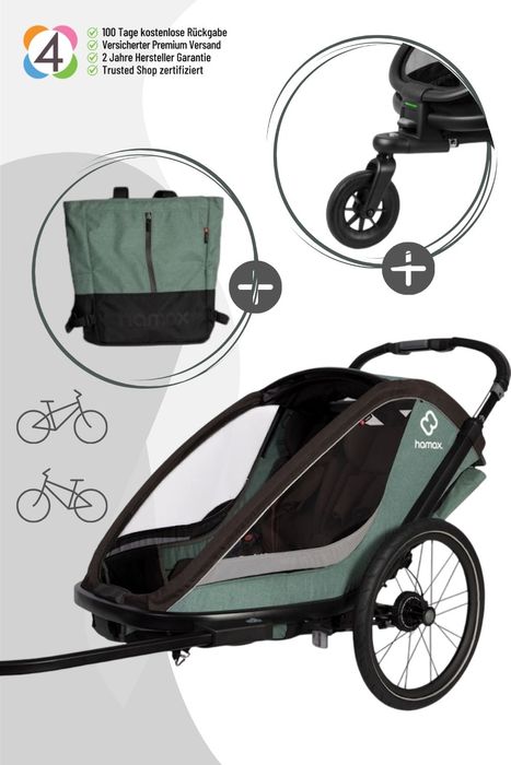 Hamax Cocoon Kinderfahrradanhänger für 2 Kinder