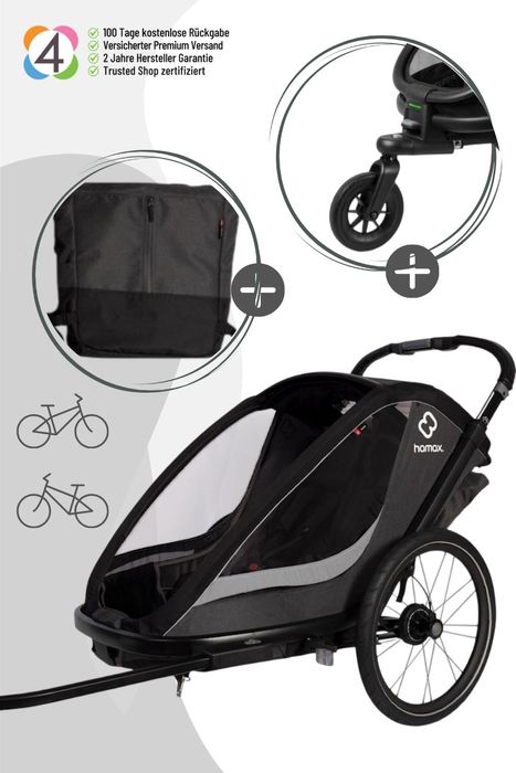 Hamax Cocoon Kinderfahrradanhänger für 2 Kinder