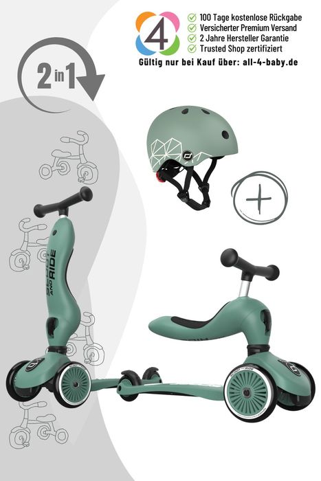 Scoot&Ride Highwaykick 1 Rutscherfahrzeug und Scooter inkl. Helm