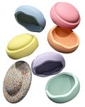 Stapelstein 6er Set mit Board Rainbow Pastell (light red/light orange/light yellow/mint/light blue/ light violet) inkl. Board Super Coneffti