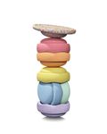 Stapelstein 6er Set mit Board Rainbow Pastell (light red/light orange/light yellow/mint/light blue/ light violet) inkl. Board Super Coneffti