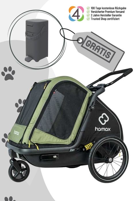 Hamax Pluto M Hundeanhänger (gratis Pet Genie Hundekot-Entsorgungssystem)