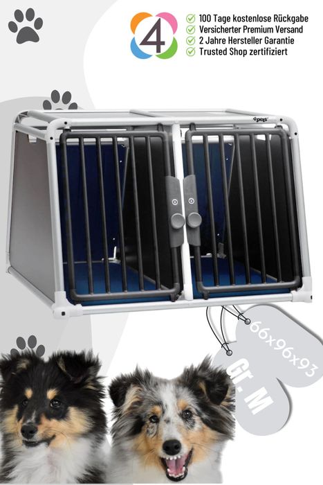 4pets Dog Box ECO 22 L Black Hundebox für 2 Hunde